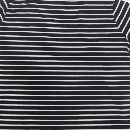 Sea Refined Womens Black Striped Cotton Basic T-Shirt Size XL Round Neck