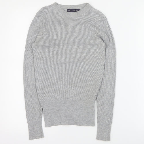 Marks and Spencer Womens Grey Round Neck  Viscose Pullover Jumper Size 6