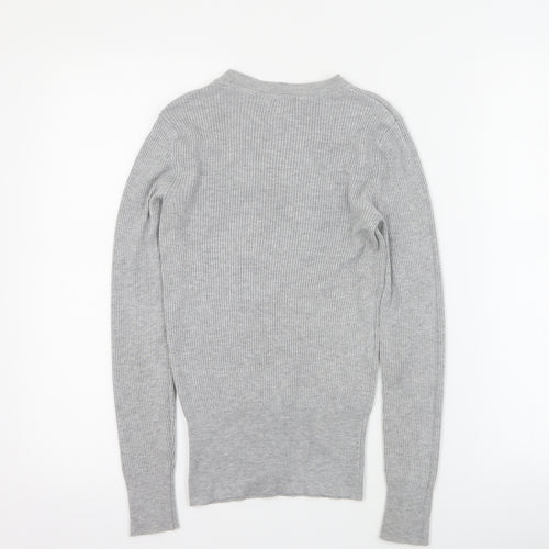 Marks and Spencer Womens Grey Round Neck  Viscose Pullover Jumper Size 6