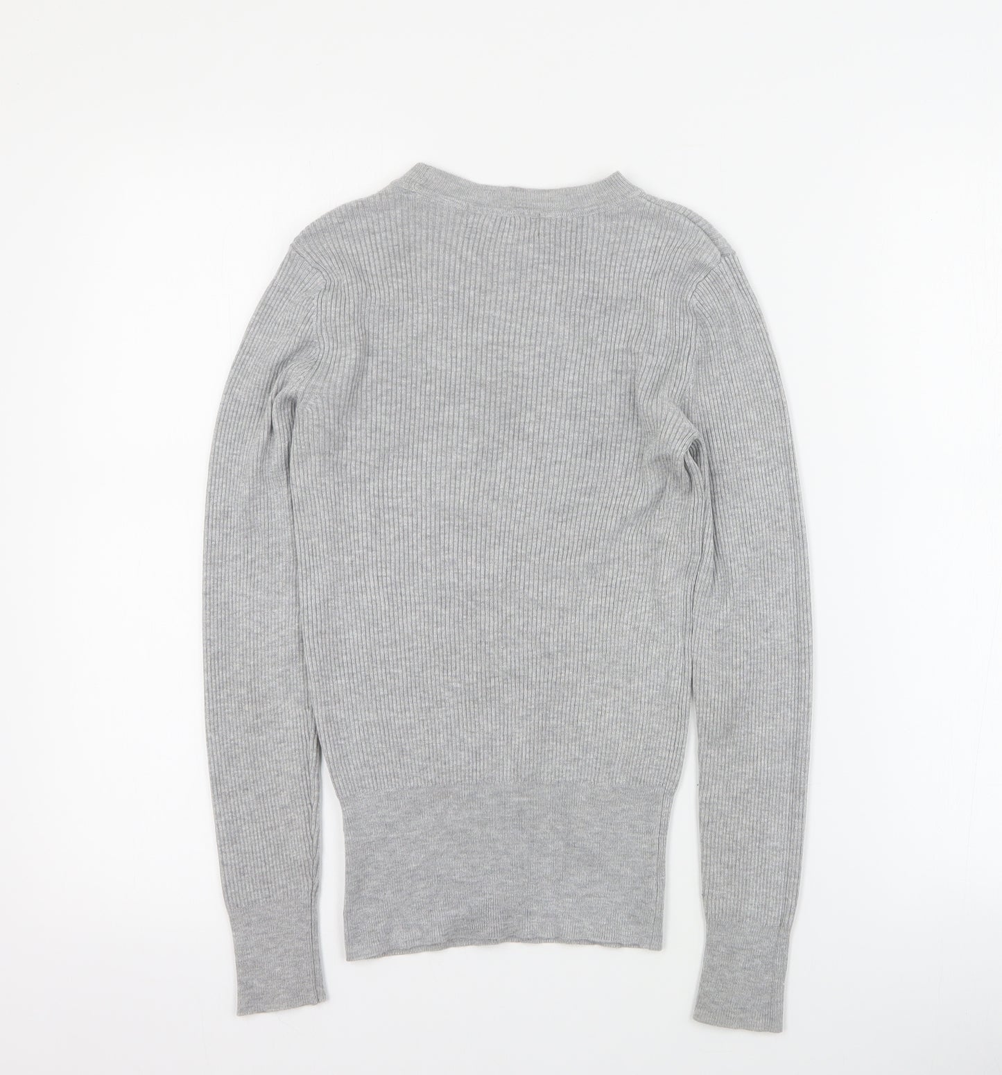 Marks and Spencer Womens Grey Round Neck  Viscose Pullover Jumper Size 6