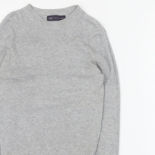 Marks and Spencer Womens Grey Round Neck  Viscose Pullover Jumper Size 6