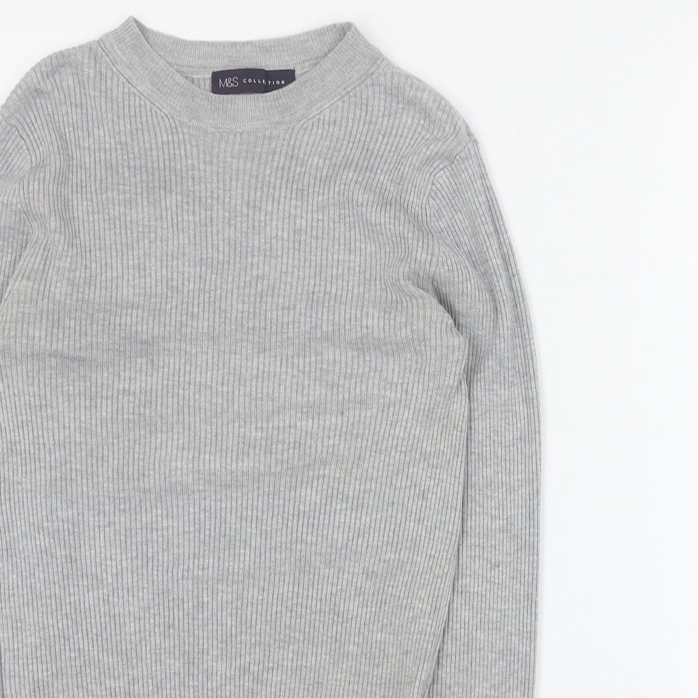 Marks and Spencer Womens Grey Round Neck  Viscose Pullover Jumper Size 6