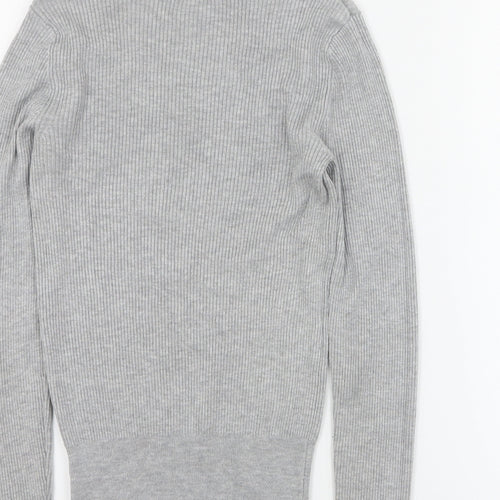 Marks and Spencer Womens Grey Round Neck  Viscose Pullover Jumper Size 6