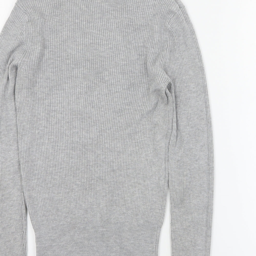 Marks and Spencer Womens Grey Round Neck  Viscose Pullover Jumper Size 6