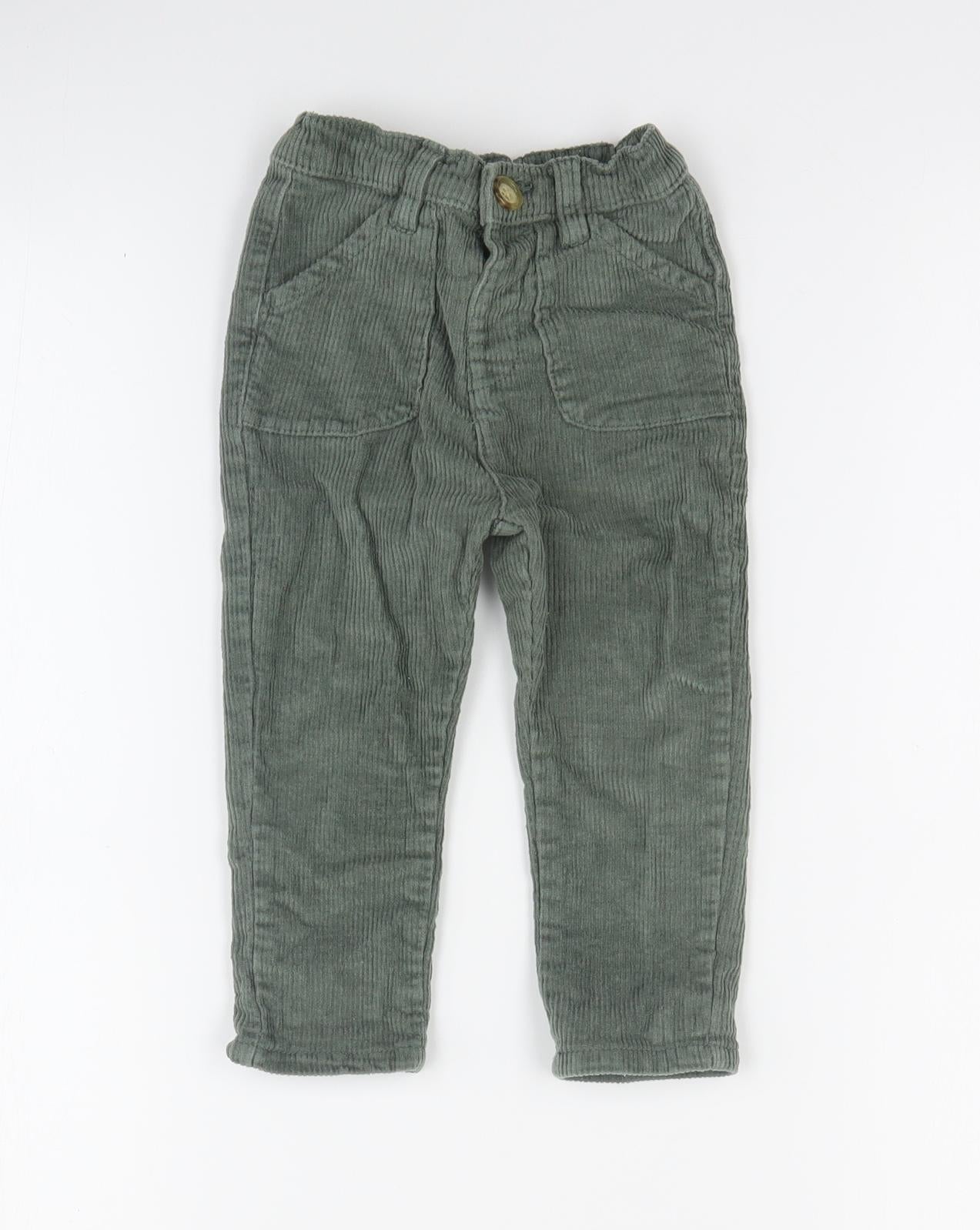 Dunnes Baby Green  Cotton Cargo Trousers Size 12-18 Months  Button