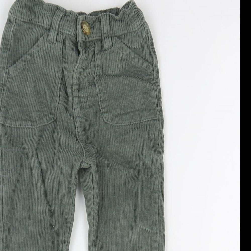Dunnes Baby Green  Cotton Cargo Trousers Size 12-18 Months  Button