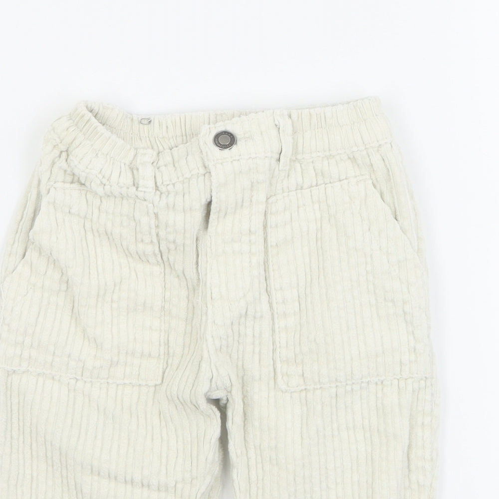 Zara Baby White  Cotton Cargo Trousers Size 12-18 Months  Button