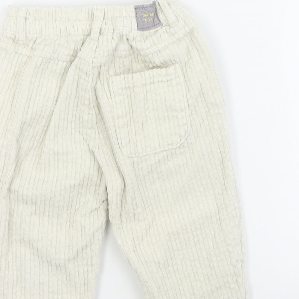 Zara Baby White  Cotton Cargo Trousers Size 12-18 Months  Button