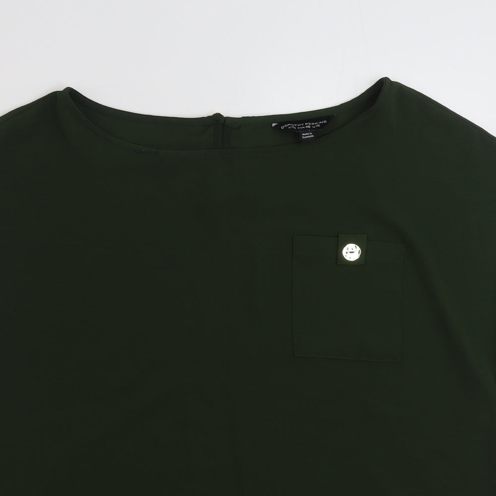Dorothy Perkins Womens Green  Polyester Tunic Blouse Size 18 Boat Neck