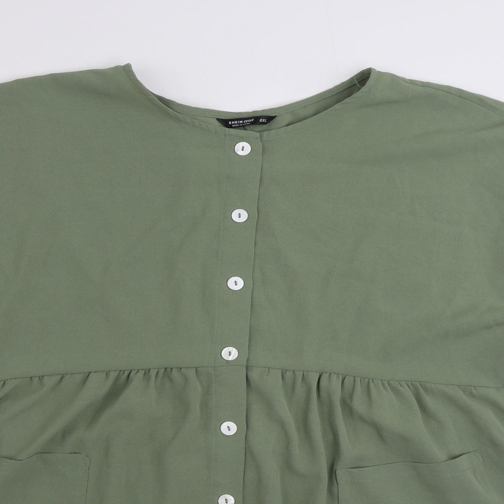 SHEIN  Womens Green  Polyester Tunic Blouse Size XL Boat Neck