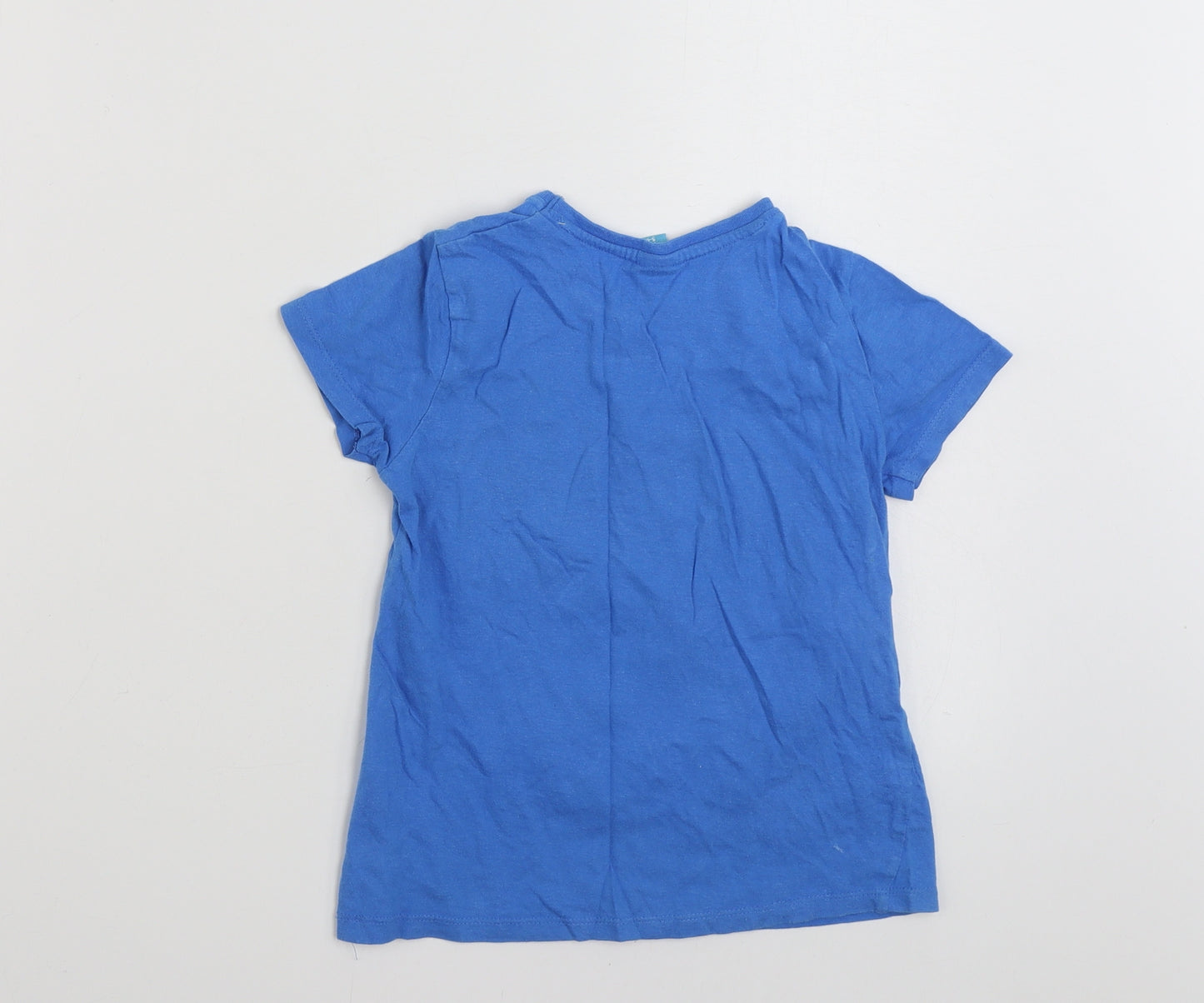 Little Kids  Boys Blue  100% Cotton Basic T-Shirt Size 5-6 Years Crew Neck Pullover - Shark Attack