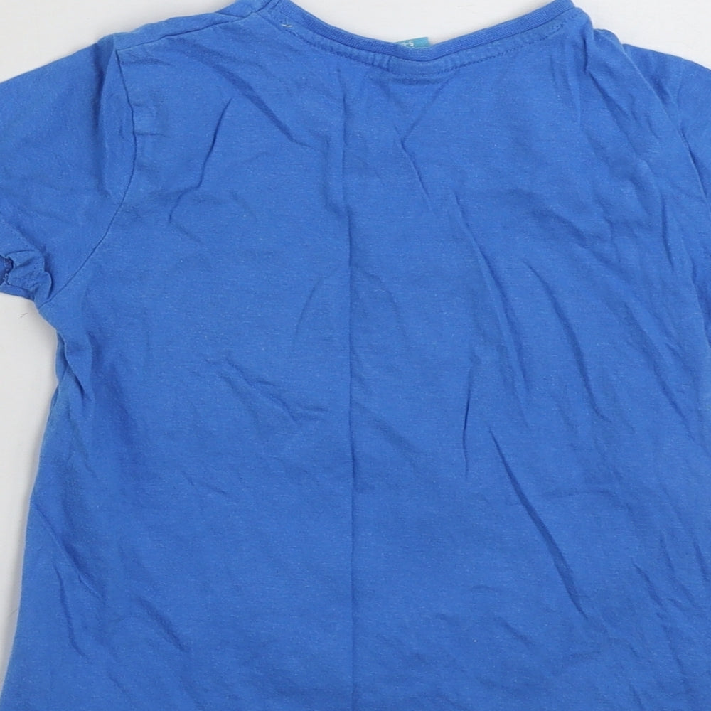 Little Kids  Boys Blue  100% Cotton Basic T-Shirt Size 5-6 Years Crew Neck Pullover - Shark Attack