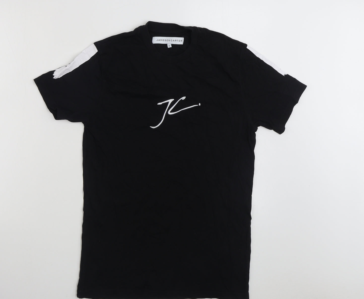 Jameson Carter Mens Black  Cotton  T-Shirt Size S Round Neck