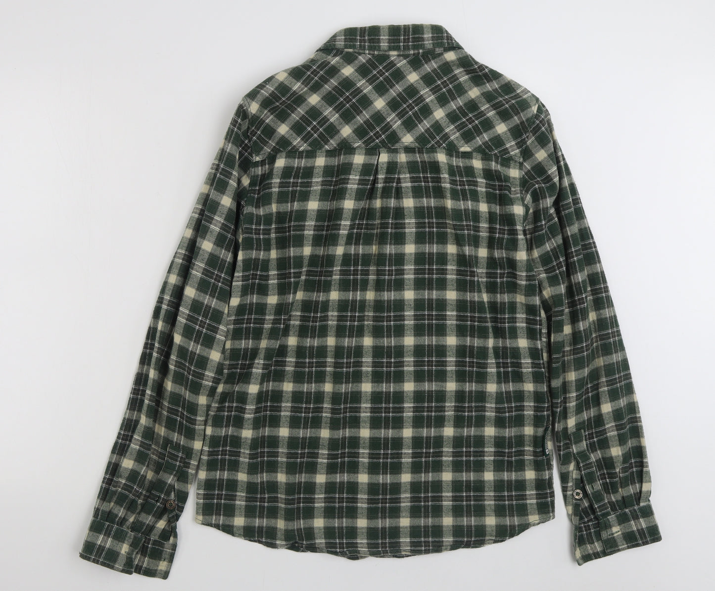 Mountain Warehouse Mens Green Plaid Cotton  Button-Up Size S Collared Button