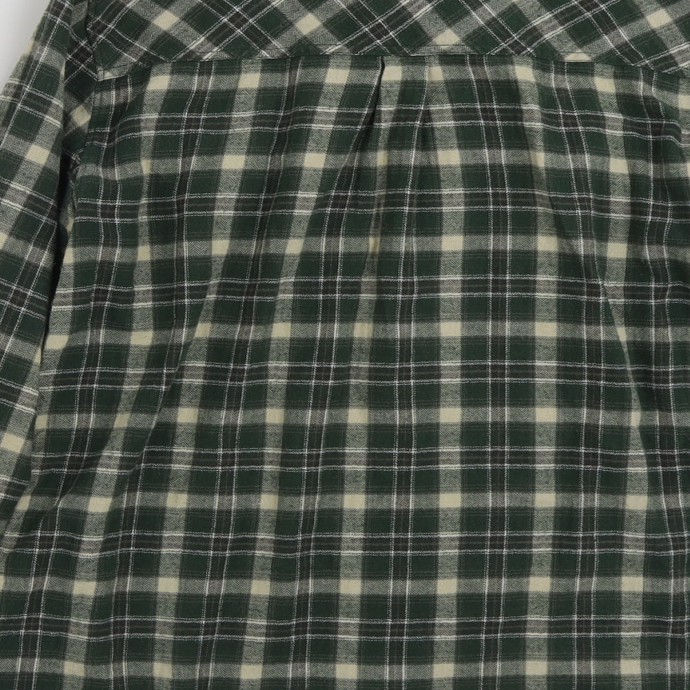 Mountain Warehouse Mens Green Plaid Cotton  Button-Up Size S Collared Button