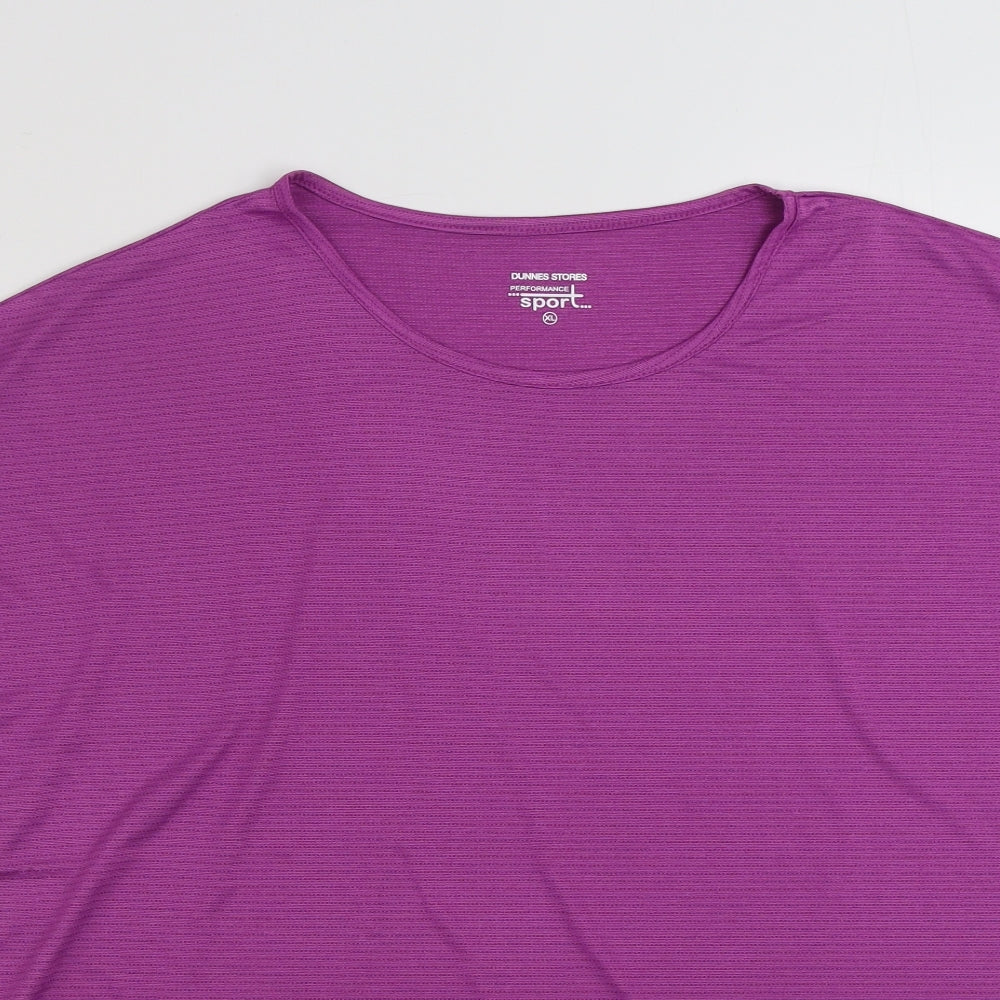 Dunnes Stores Womens Pink  100% Polyester Jersey T-Shirt Size XL Crew Neck Pullover