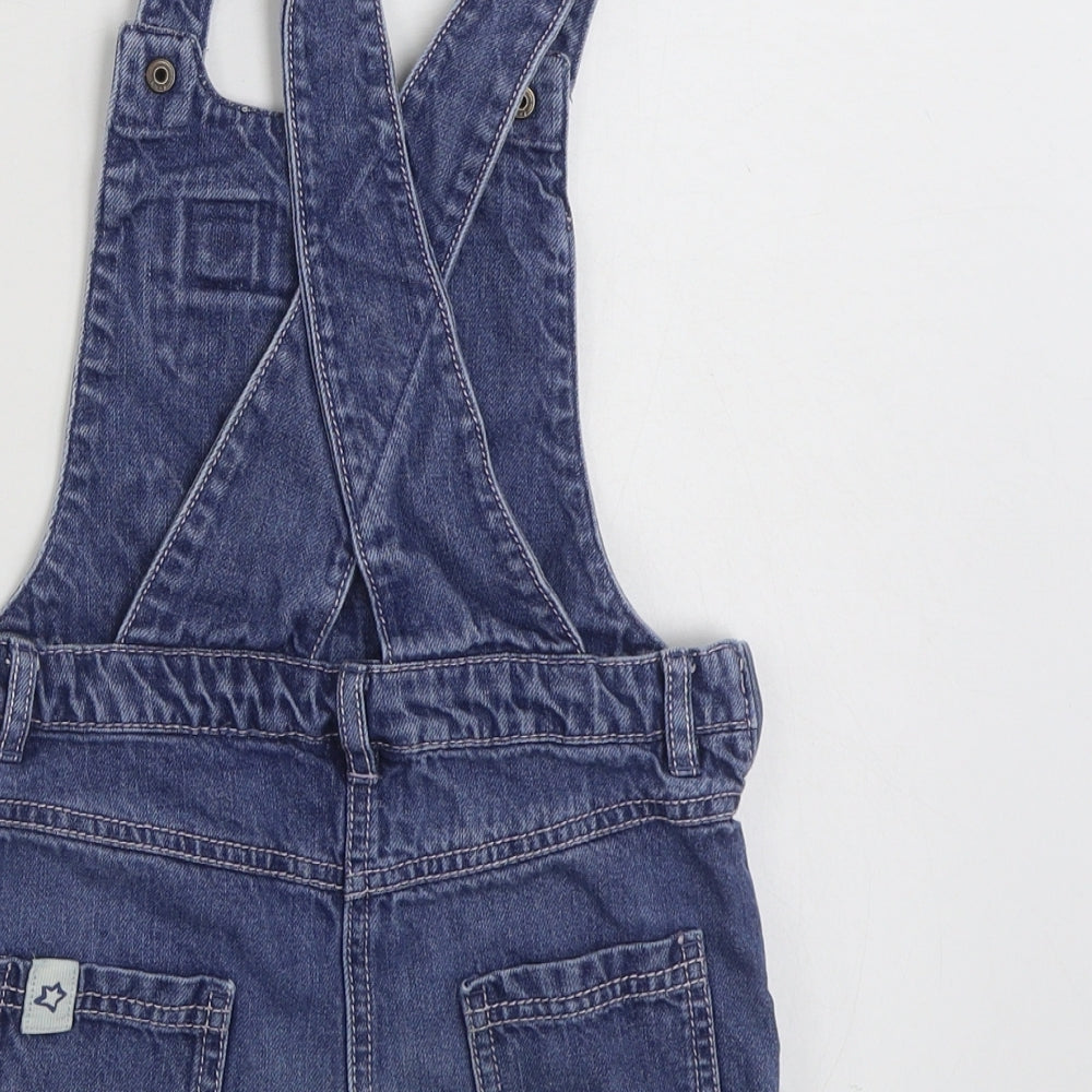 NEXT Girls Blue  100% Cotton Pinafore/Dungaree Dress  Size 4-5 Years  Square Neck Snap - Unicorn