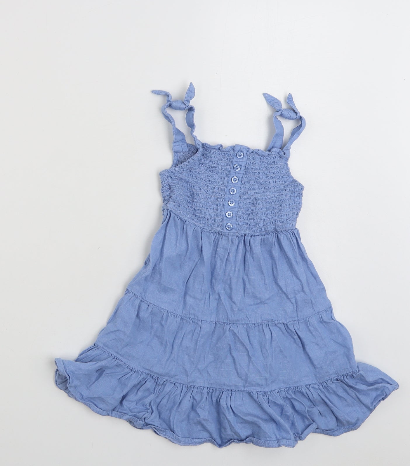 George Girls Blue  Cotton Fit & Flare  Size 5-6 Years  Square Neck Pullover