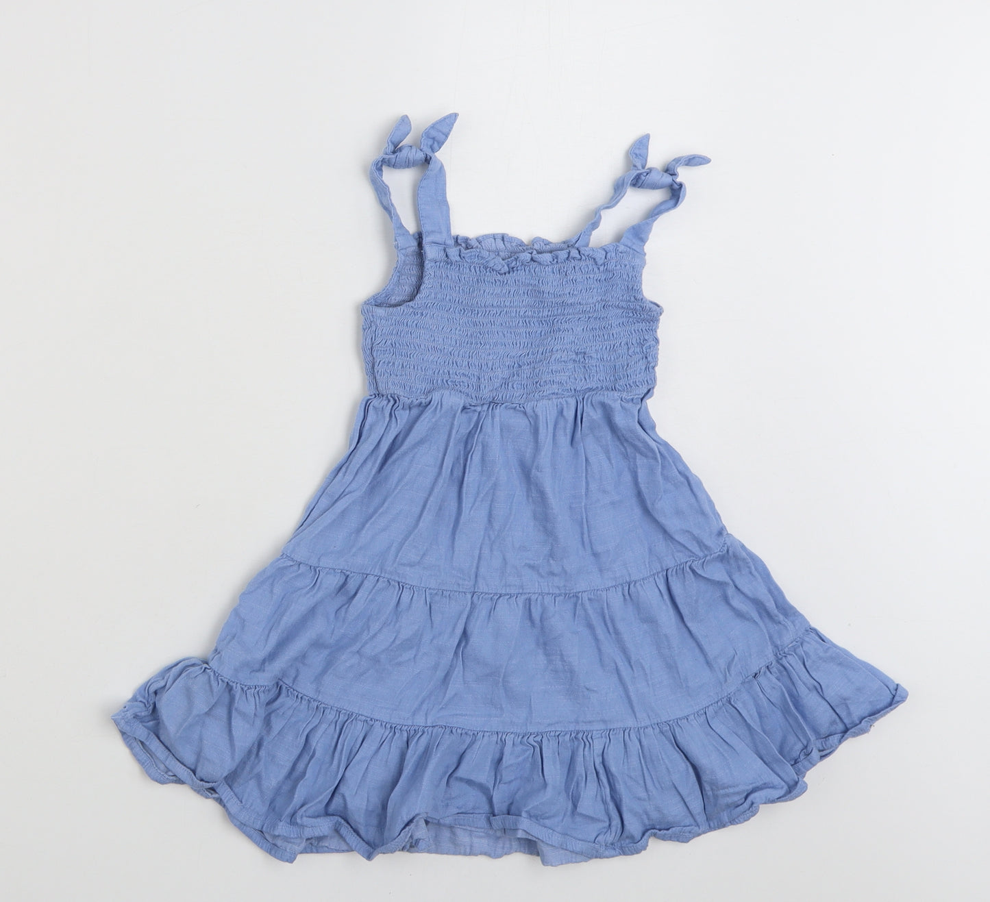 George Girls Blue  Cotton Fit & Flare  Size 5-6 Years  Square Neck Pullover