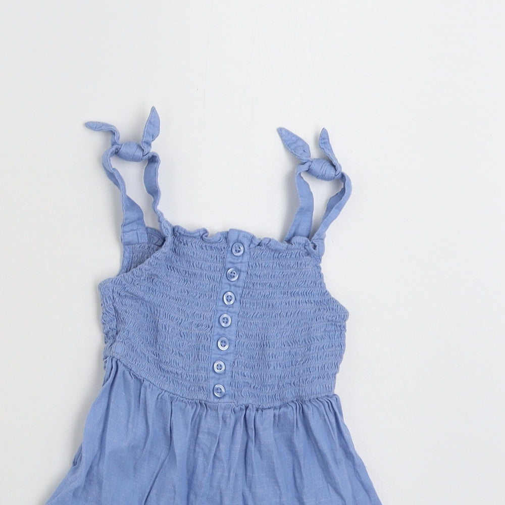 George Girls Blue  Cotton Fit & Flare  Size 5-6 Years  Square Neck Pullover