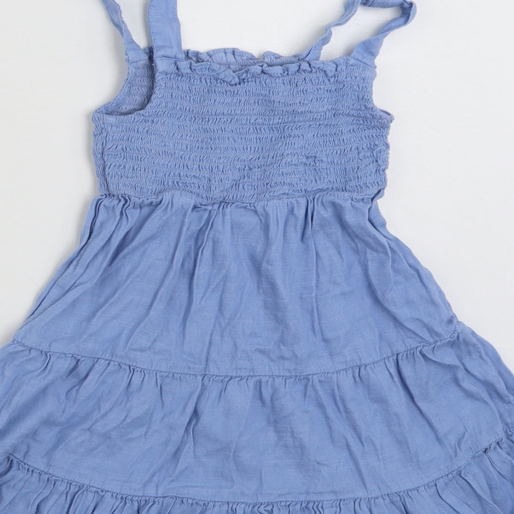 George Girls Blue  Cotton Fit & Flare  Size 5-6 Years  Square Neck Pullover
