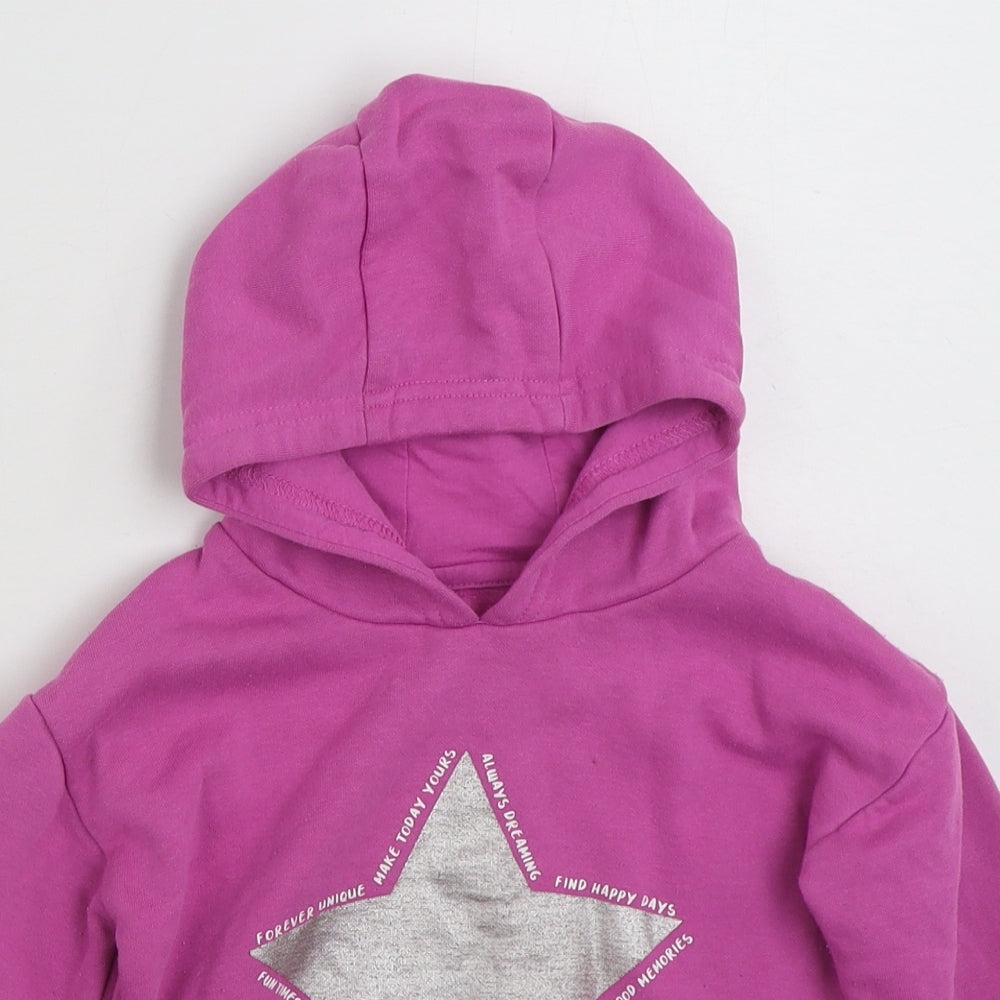 Dunnes Storesp Girls Pink  Cotton Pullover Hoodie Size 4-5 Years  Pullover - Forever Unique