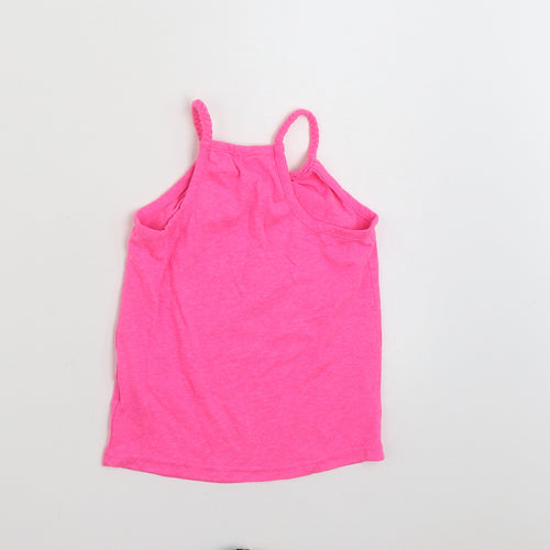 Primark Girls Pink  Polyester Basic Tank Size 5-6 Years Square Neck Pullover - Mermaids have more Fun