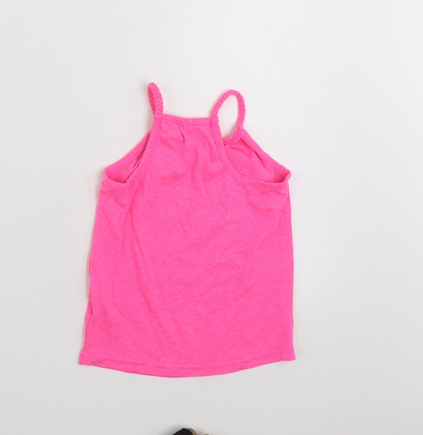 Primark Girls Pink  Polyester Basic Tank Size 5-6 Years Square Neck Pullover - Mermaids have more Fun