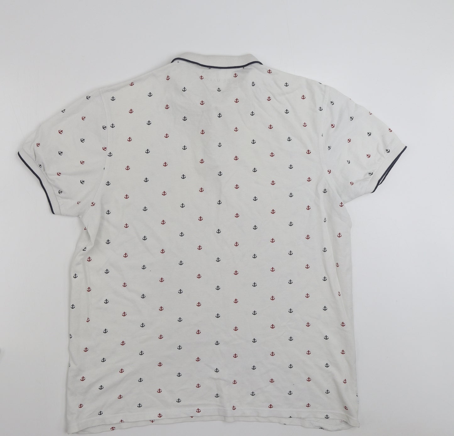 Primark Mens White  100% Cotton  Polo Size 2XL Collared Button - Anchor