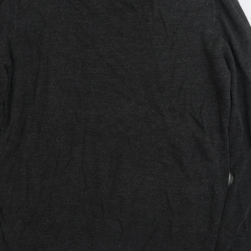 F&F Mens Grey V-Neck  Acrylic Pullover Jumper Size L