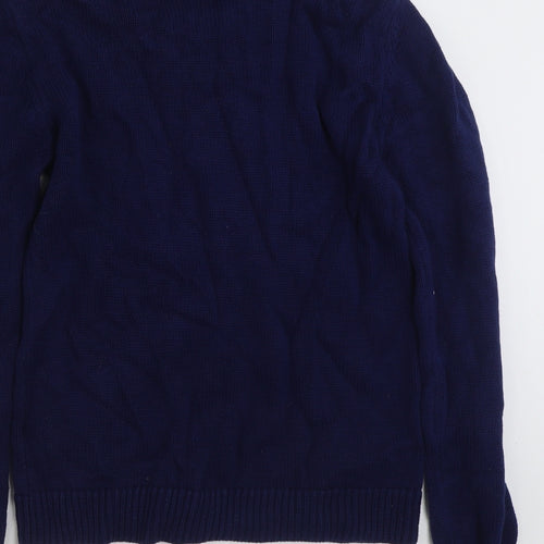 Oasis Womens Blue Crew Neck  100% Cotton Pullover Jumper Size L