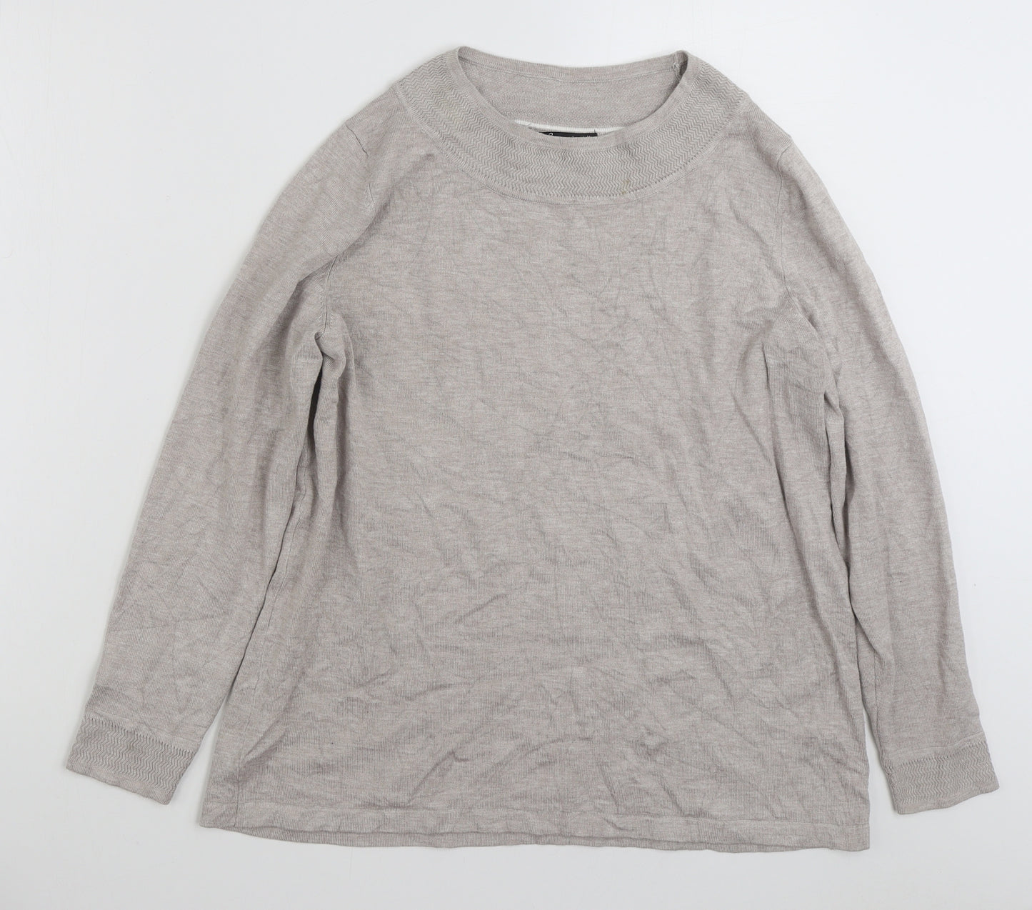 Bonmarché Womens Beige Crew Neck  Viscose Pullover Jumper Size M