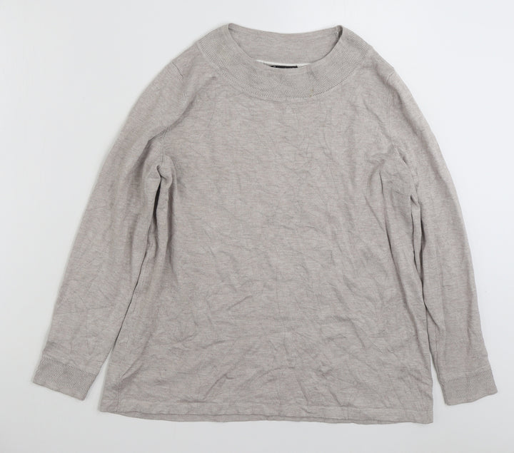 Bonmarché Womens Beige Crew Neck  Viscose Pullover Jumper Size M