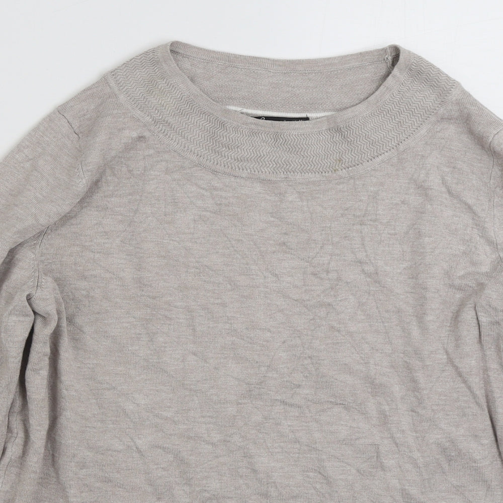 Bonmarché Womens Beige Crew Neck  Viscose Pullover Jumper Size M