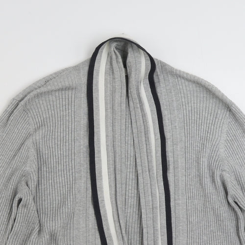 CC Womens Grey V-Neck Striped Viscose Cardigan Jumper Size XL