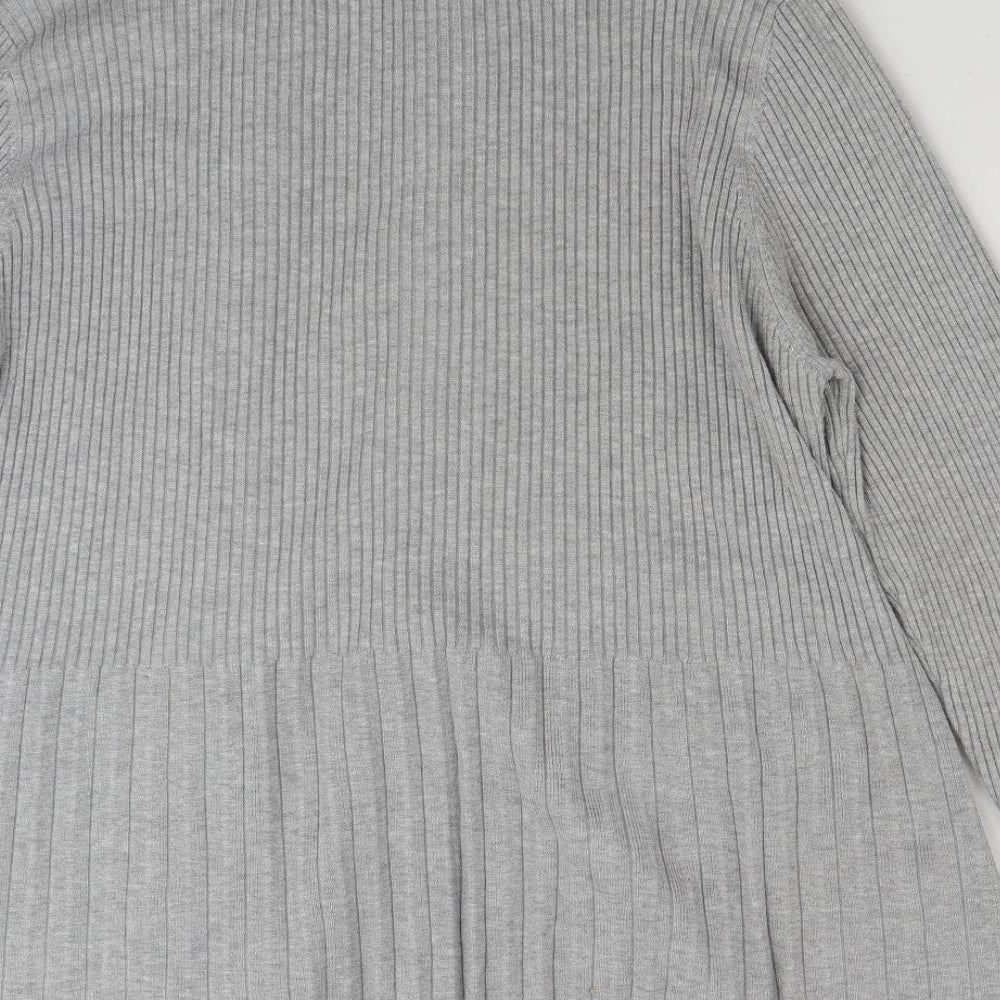 CC Womens Grey V-Neck Striped Viscose Cardigan Jumper Size XL