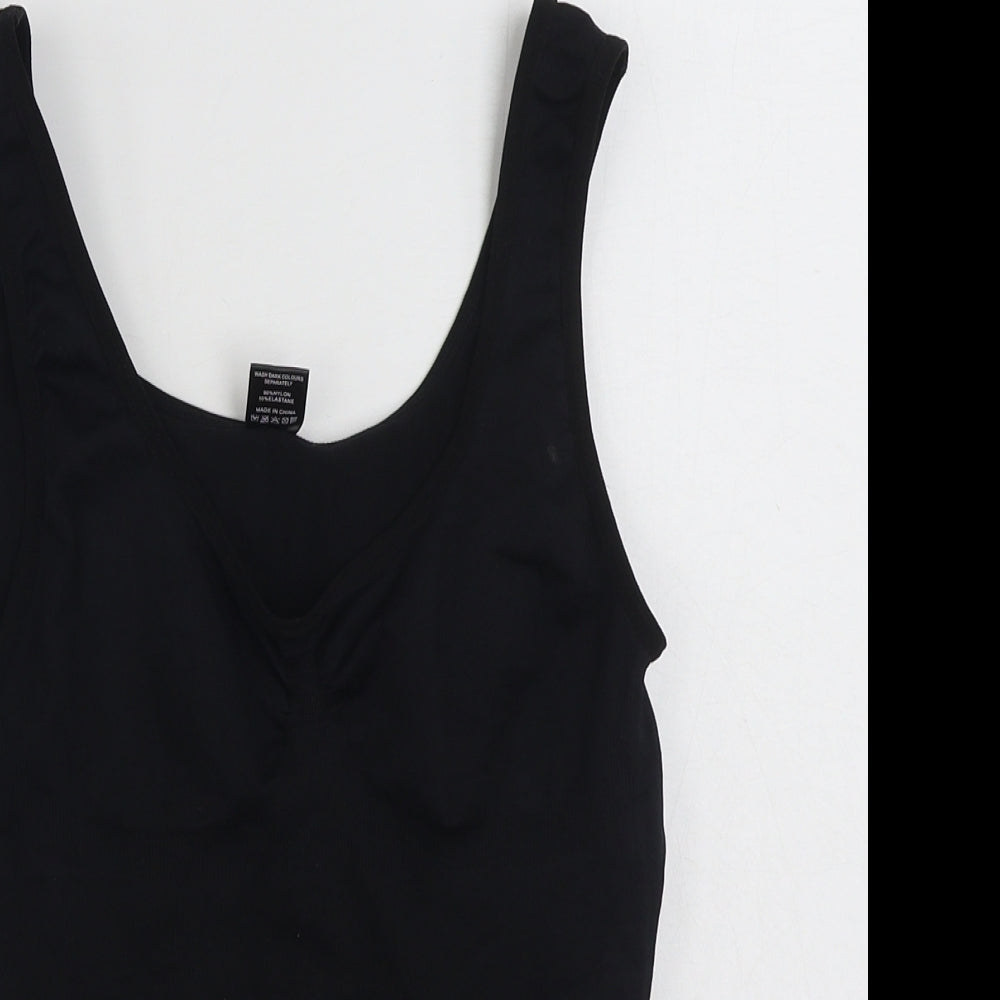 Preworn Womens Black  Nylon Cropped Tank Size 16 Scoop Neck Pullover - Size 16-18