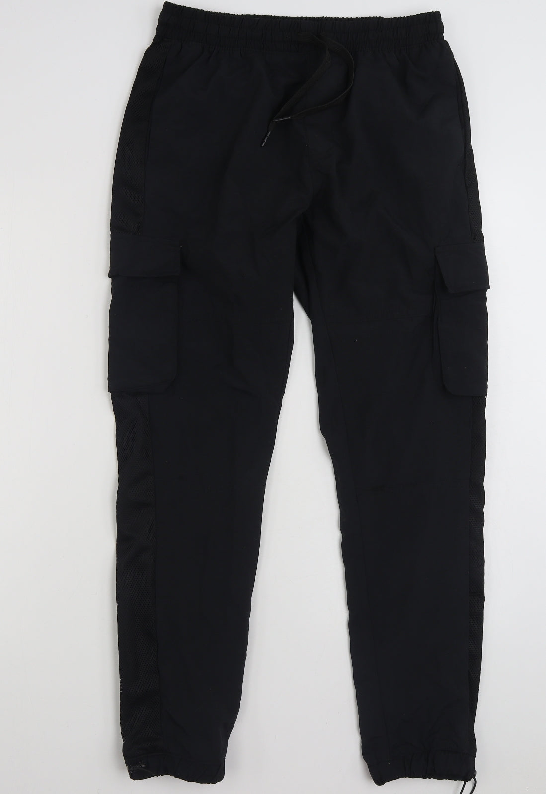 Brave Soul Mens Black  Polyamide Cargo Trousers Size 32 in L29 in Regular