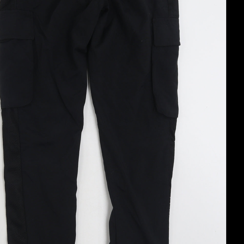Brave Soul Mens Black  Polyamide Cargo Trousers Size 32 in L29 in Regular