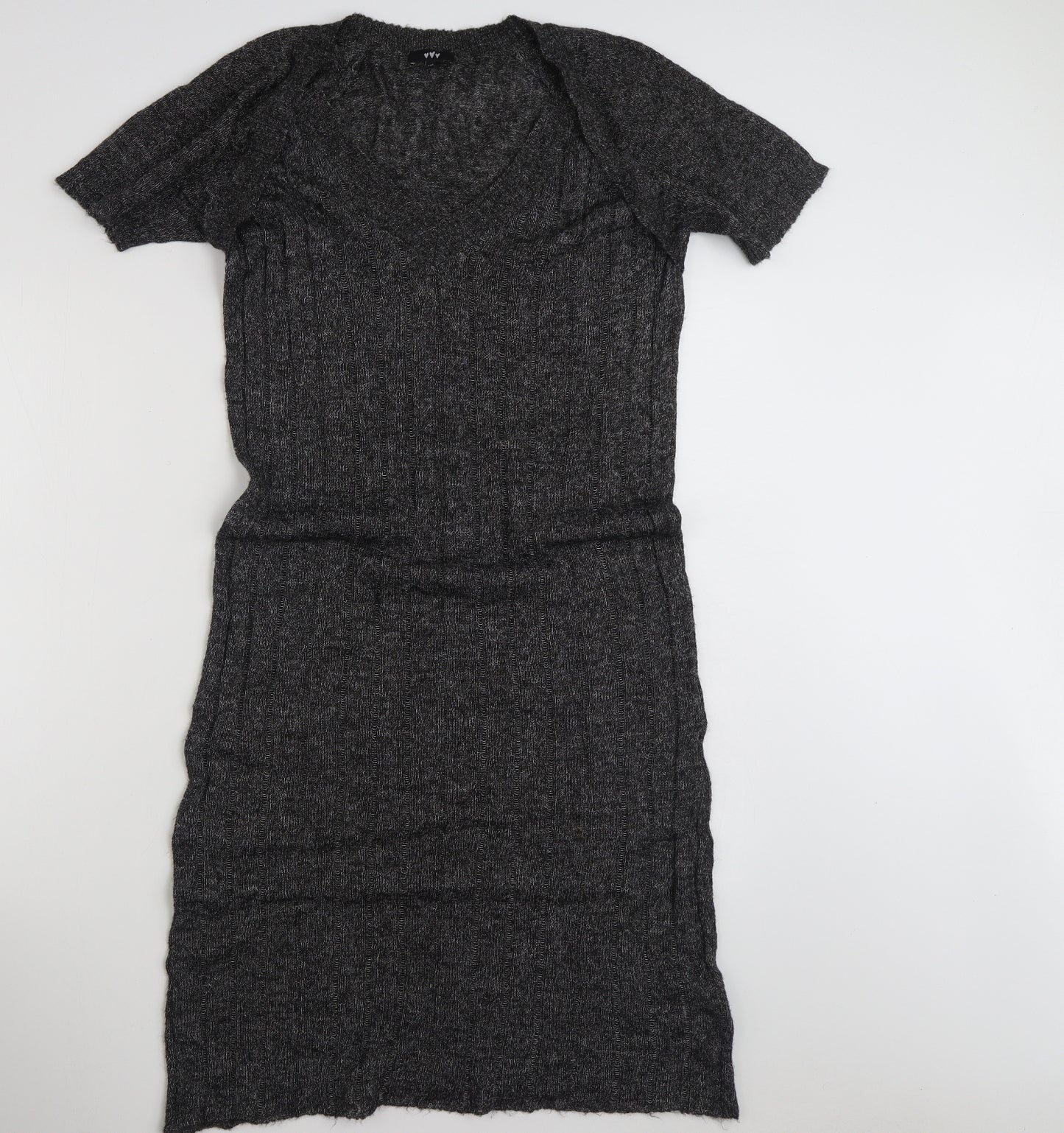 Per Una Womens Grey  Acrylic Jumper Dress  Size 14  V-Neck Pullover