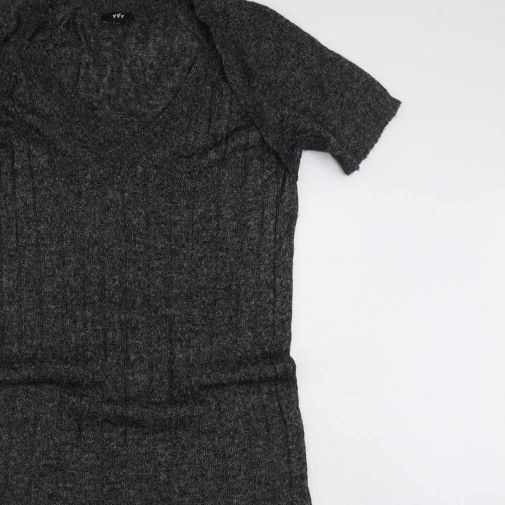 Per Una Womens Grey  Acrylic Jumper Dress  Size 14  V-Neck Pullover