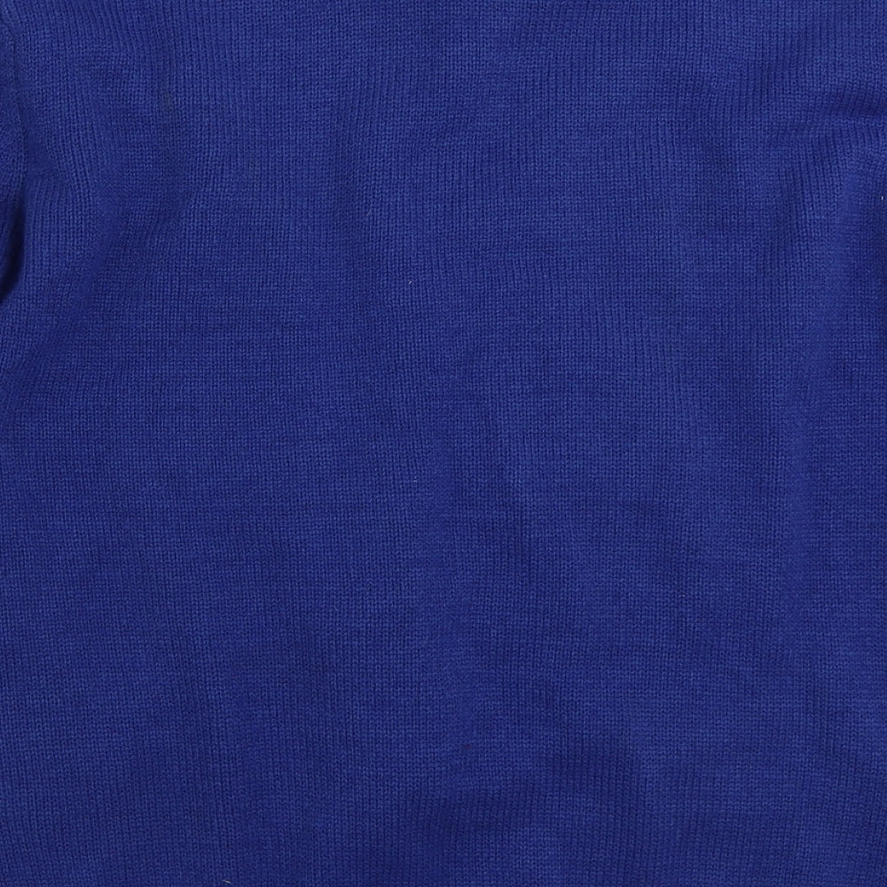 Primark Mens Blue Crew Neck  Acrylic Pullover Jumper Size L   - Christmas
