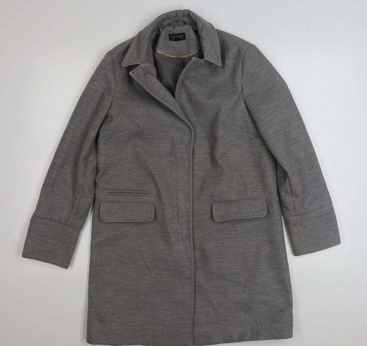 Topshop Womens Grey   Overcoat Coat Size 8  Zip