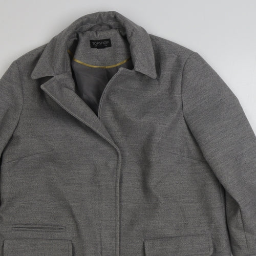Topshop Womens Grey   Overcoat Coat Size 8  Zip