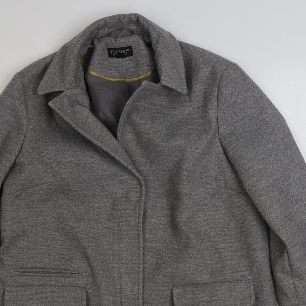 Topshop Womens Grey   Overcoat Coat Size 8  Zip