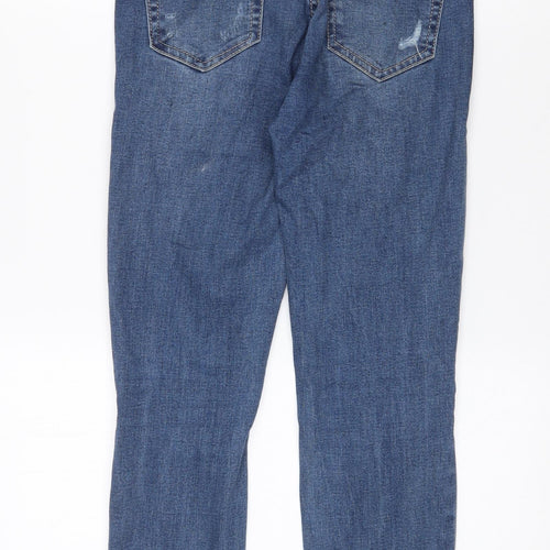 Pull&Bear Womens Blue  Cotton Skinny Jeans Size 8 L26 in Slim Zip - Ripped