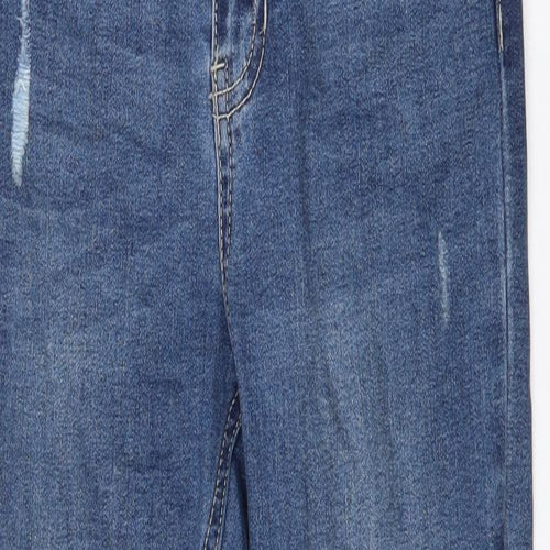 Pull&Bear Womens Blue  Cotton Skinny Jeans Size 8 L26 in Slim Zip - Ripped
