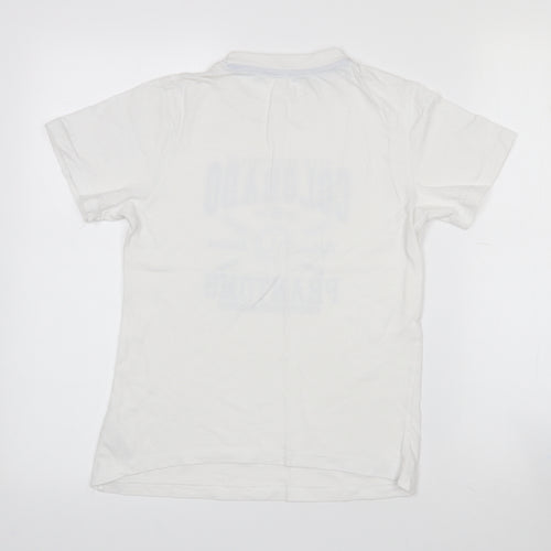 Primark Boys White  Cotton Pullover T-Shirt Size 9-10 Years Crew Neck  - Baseball