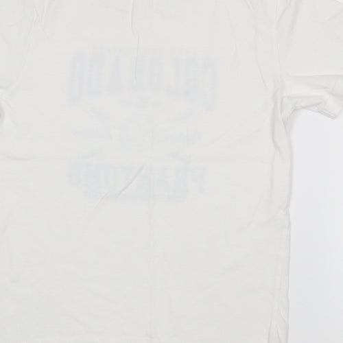 Primark Boys White  Cotton Pullover T-Shirt Size 9-10 Years Crew Neck  - Baseball