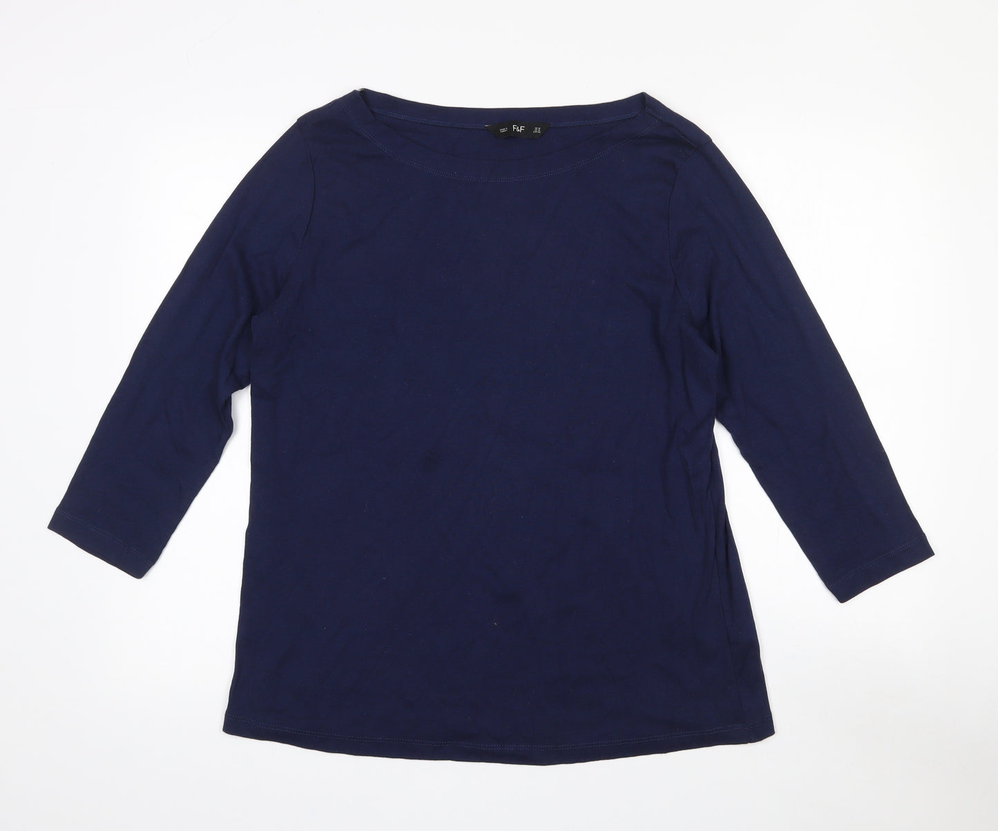 F&F Womens Blue  Cotton Basic T-Shirt Size 18 Boat Neck - Navy